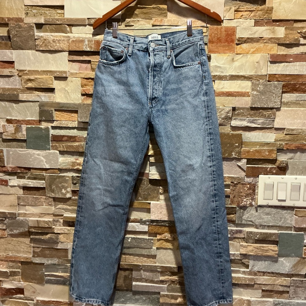 Agolde Blue Denim High-Rise Jeans